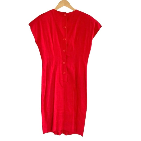Kenar | Vintage red cap sleeve shoulder pads dress size 6 - Picture 7 of 7